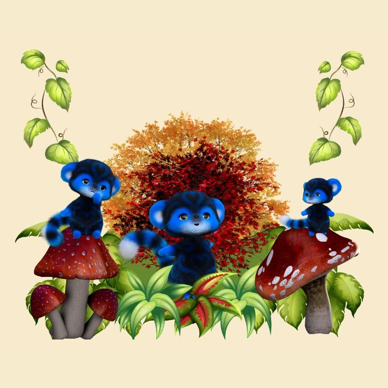 Singes bleus de la forêt d’automne