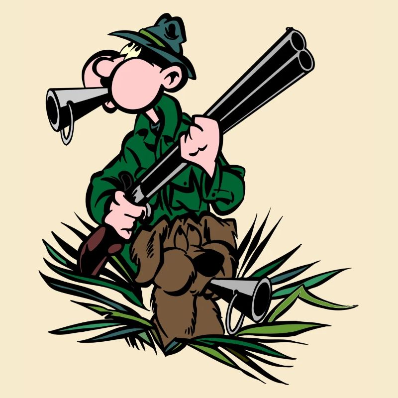 Jäger mit Hund auf der Jagd