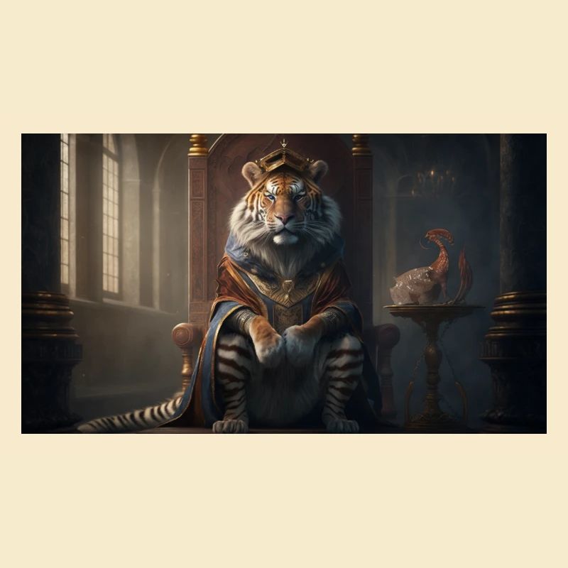 Tiger sitzt auf einem Thron, generative KI