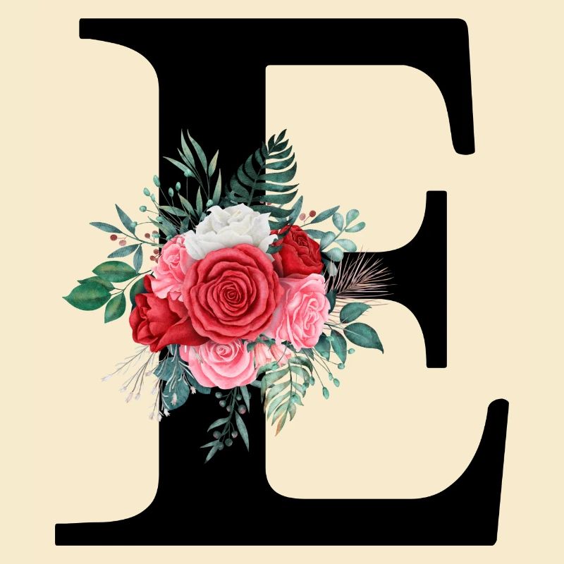 Red Floral Letter E