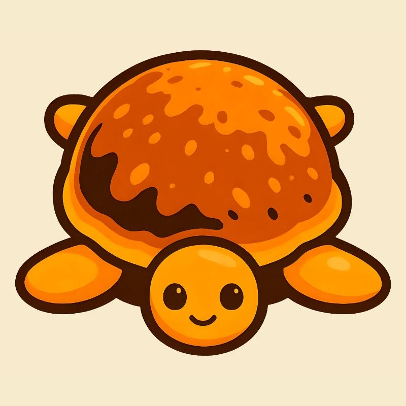 Whimsical Turtle Pancake Style with Bright Shell