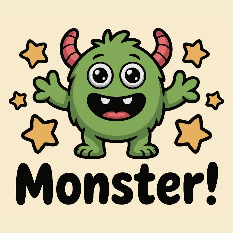 Monstre vert mignon avec des étoiles