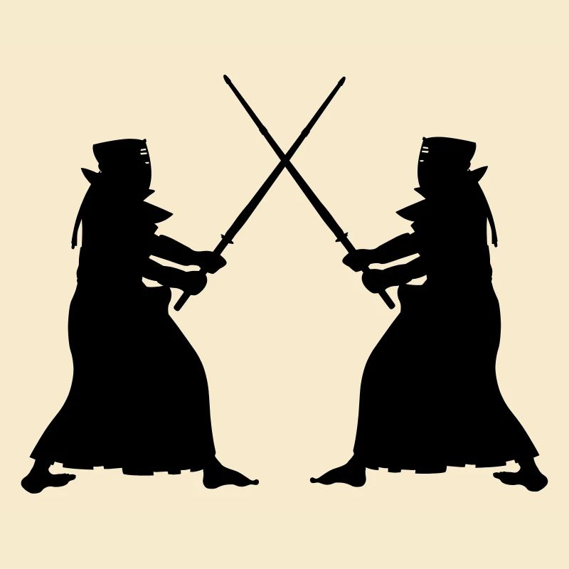 Kendo zwei Kendoka im Kampfmodus Schattenfiguren
