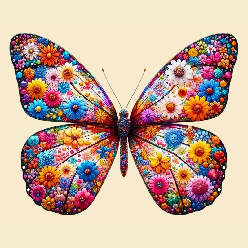 Butterfly decorated with flowers