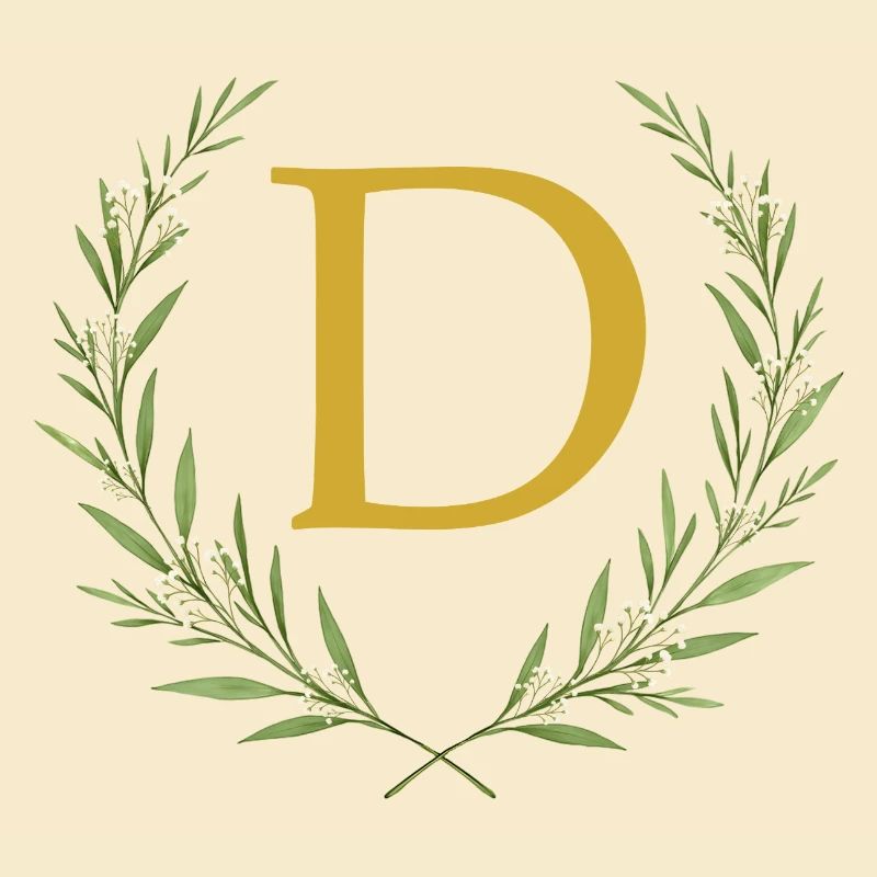 D Monogram, Eucalyptus Wreath, Personalizable