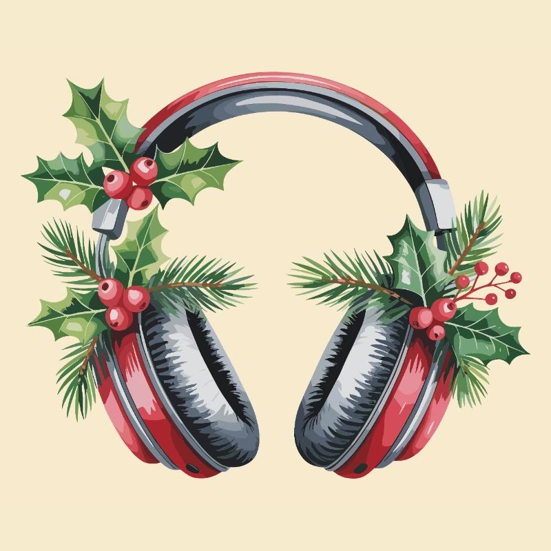 Weihnachtskopfhörer mit Tannengrün