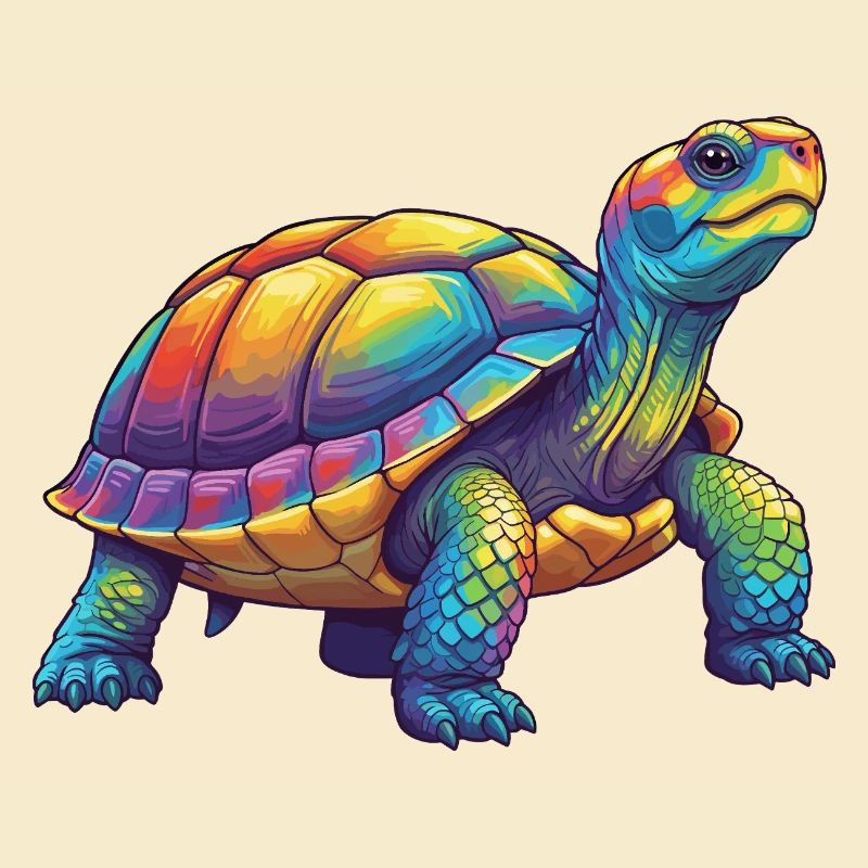 Aquarelle colorée Turtle Rainbow Pop Art