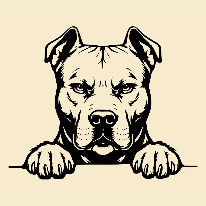 Tête de pitbull avec pattes