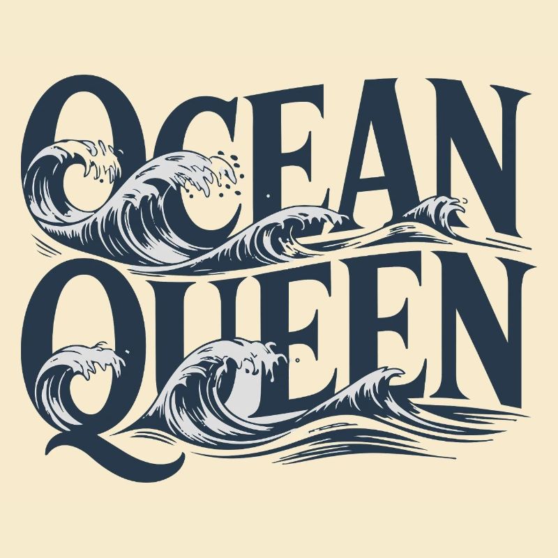 Ocean Queen - Waves Typography Design