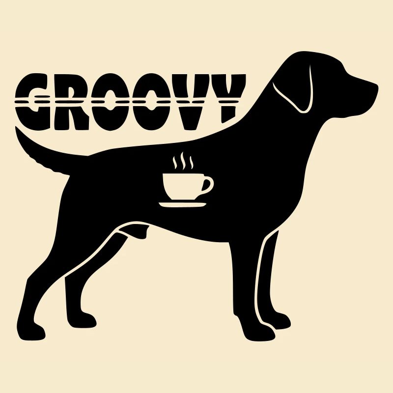 Groovy Dog Coffee Silhouette Rétro