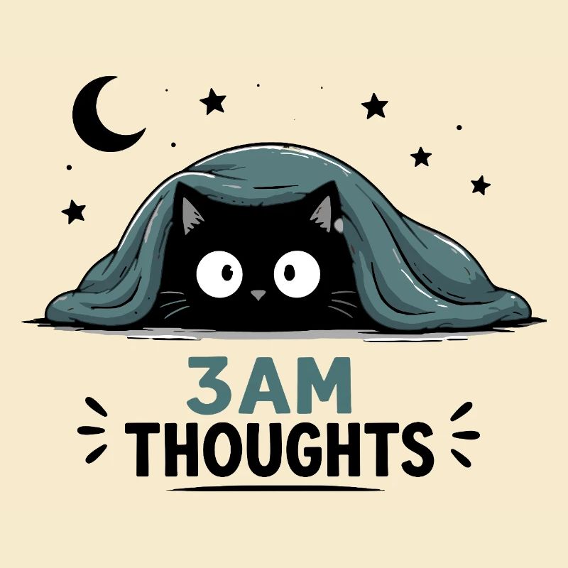 3AM Thoughts Lustige Schwarze Katze Unter Decke
