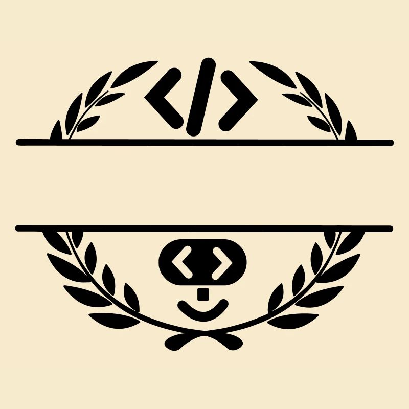 Code logo et code smiley dans une couronne de laurier