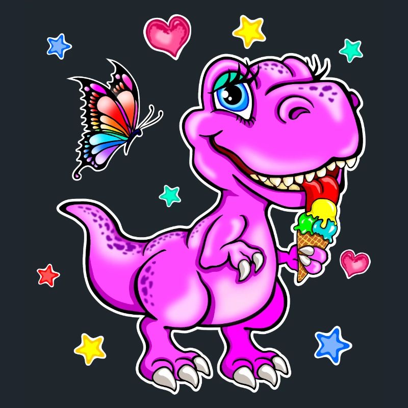 Rosa Dinosaurier mit Eiscreme