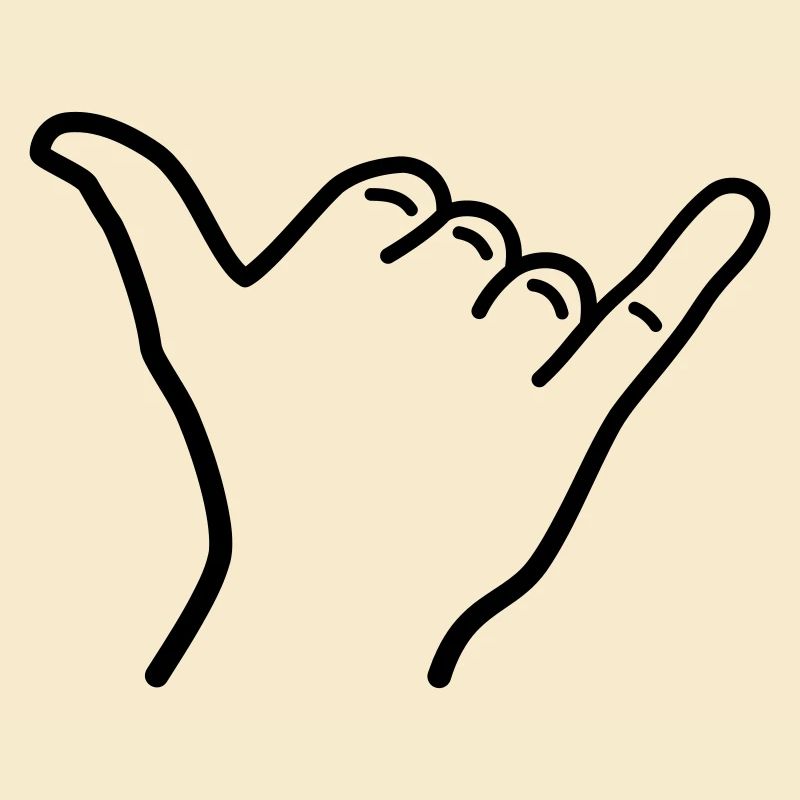 Shaka main icône contour surf hawaï salutation