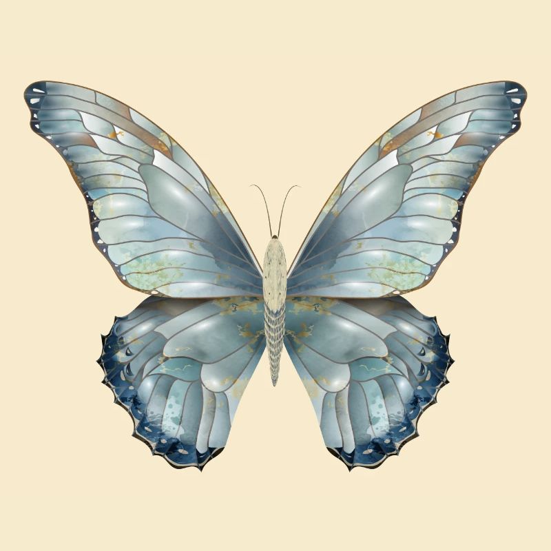 Papillon dans de délicates nuances de bleu peint à la main