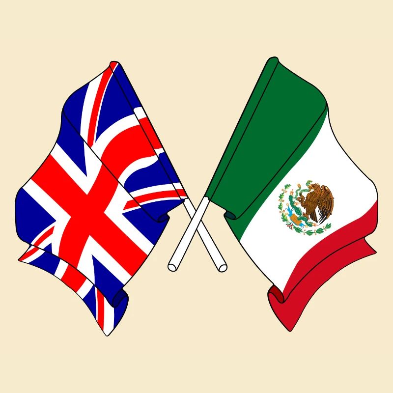 Drapeau de l’Angleterre, drapeau du Mexique