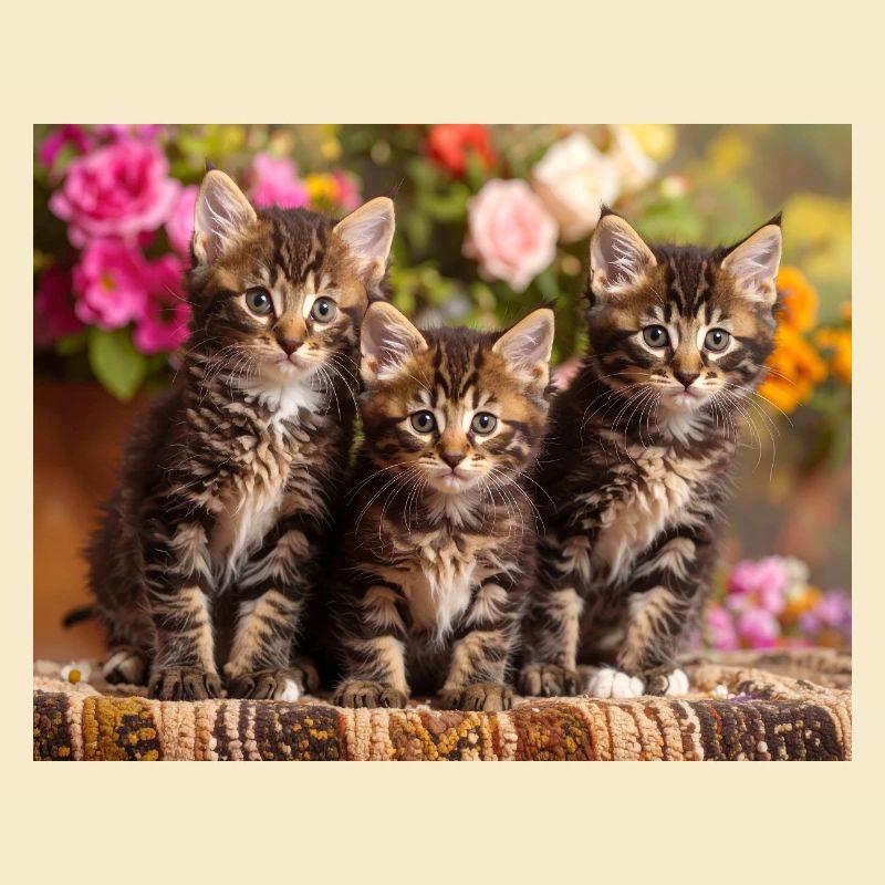 Aimée trio de chatons tachetés en fleurs