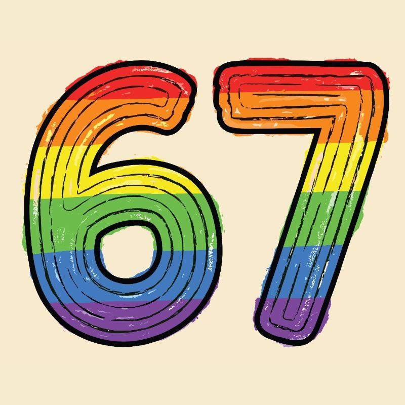 Rainbow 67 Gras, dessiné à la main six sept chiffres