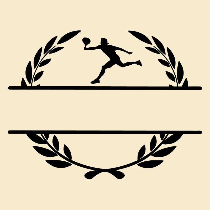 Tennis player in laurel wreath monogram