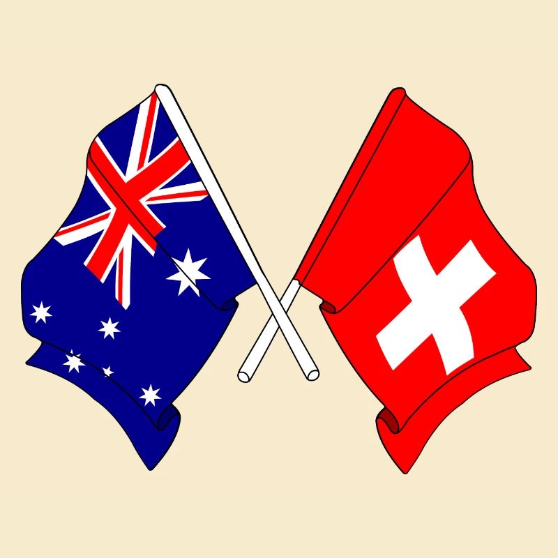Drapeau de l’Australie et drapeau de la Suisse
