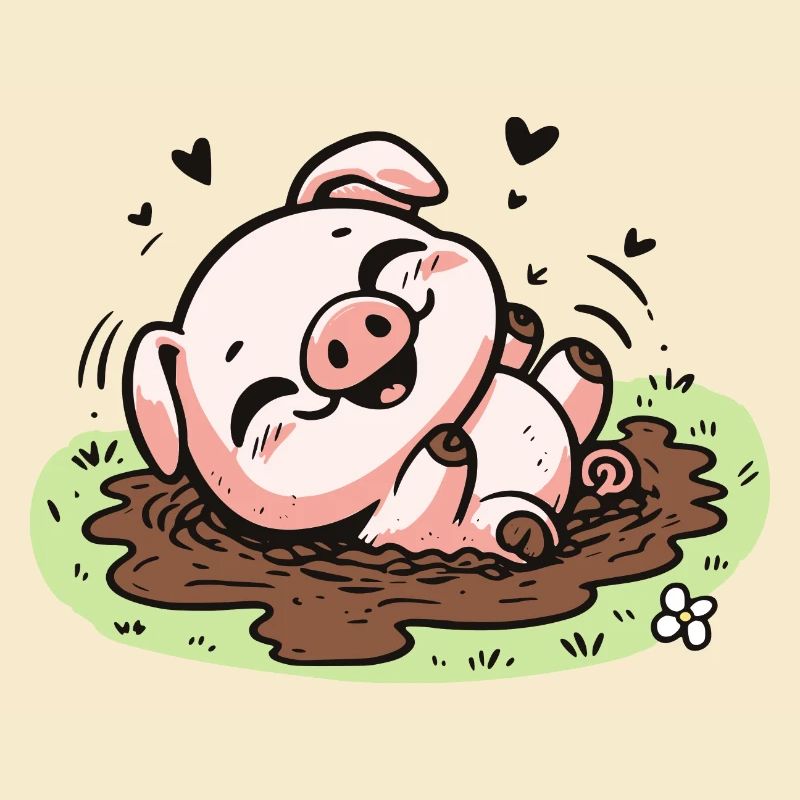 Cochon mignon dans la boue