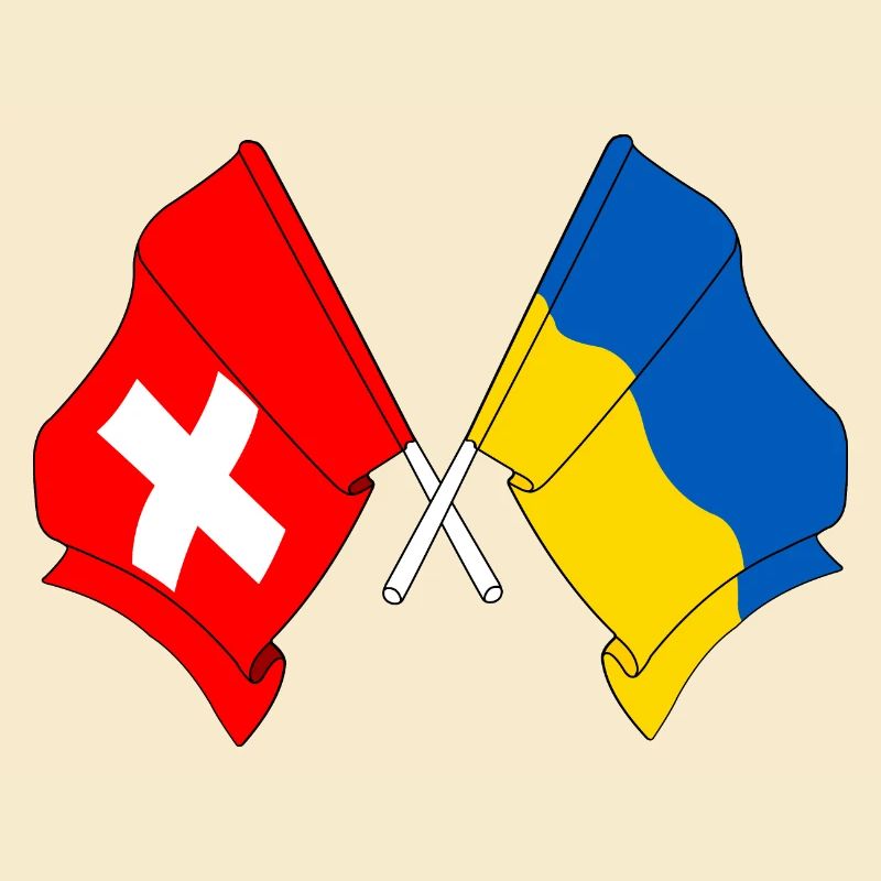Drapeau de la Suisse et drapeau de l’Ukraine