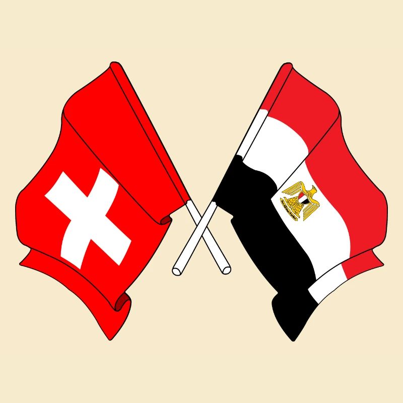 Drapeau de la Suisse et drapeau de l’Égypte