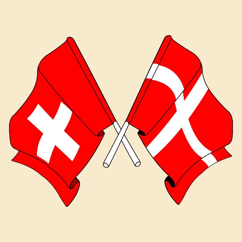 Drapeau de la Suisse et drapeau du Danemark