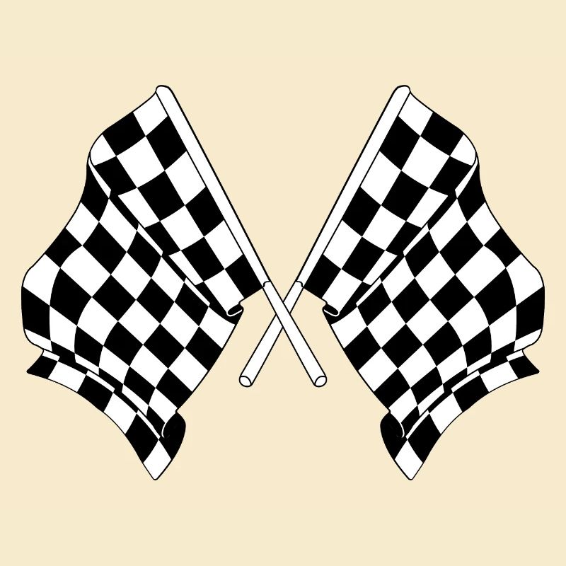 Deux drapeaux de course automobile croisés départ arrivée