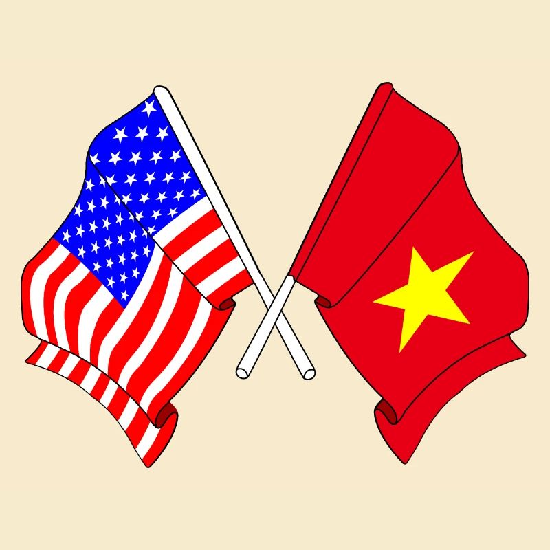 Drapeau des États-Unis et drapeau du Vietnam
