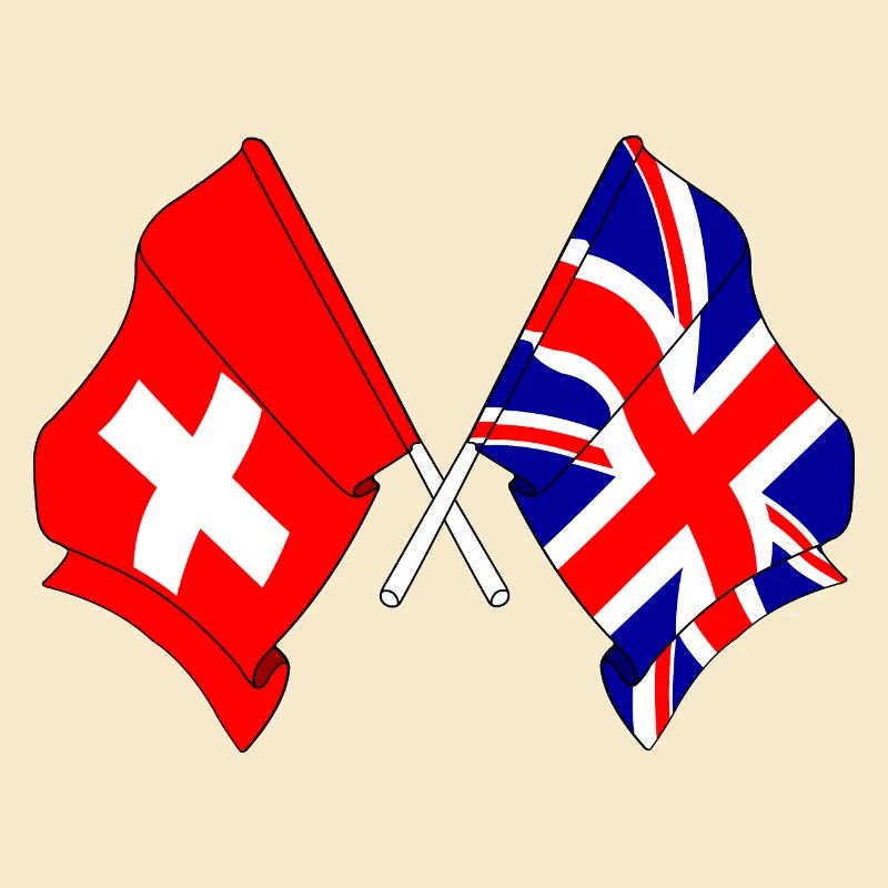 Drapeau Suisse, drapeau Angleterre
