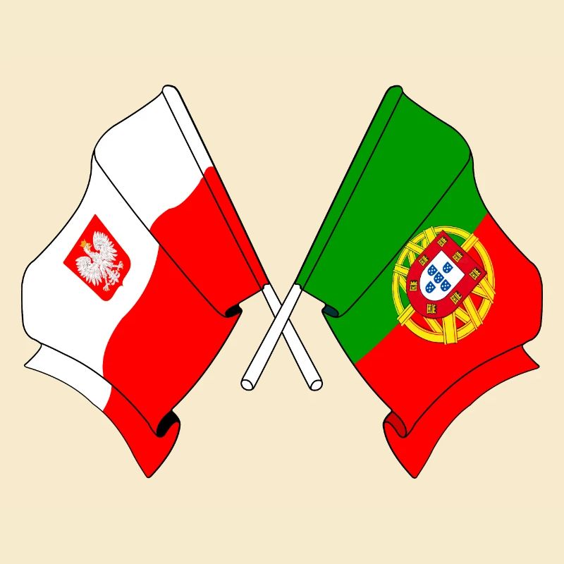 Drapeau de la Pologne et drapeau du Portugal