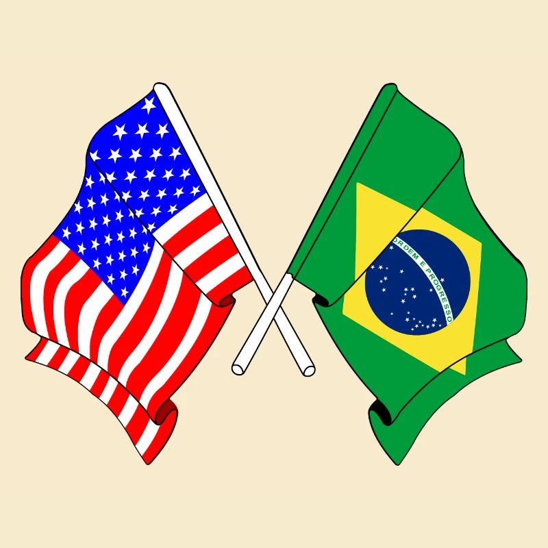 Drapeau des États-Unis et du Brésil