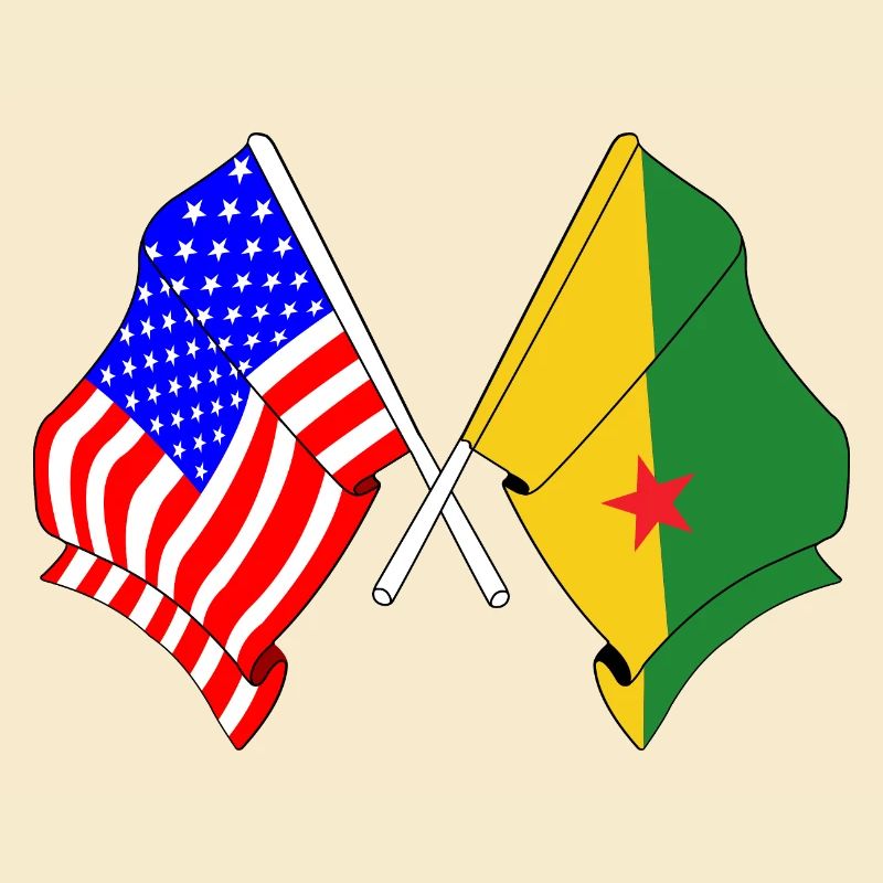 Drapeau des États-Unis et drapeau de la Guyane française