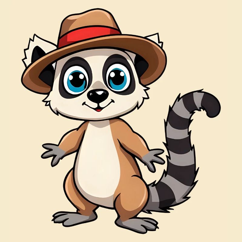 Süßer Waschbär mit gestreiftem Hut