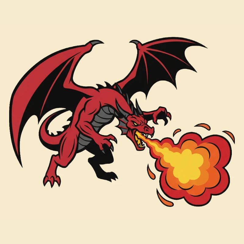 Conception de souffle de feu dragon rouge