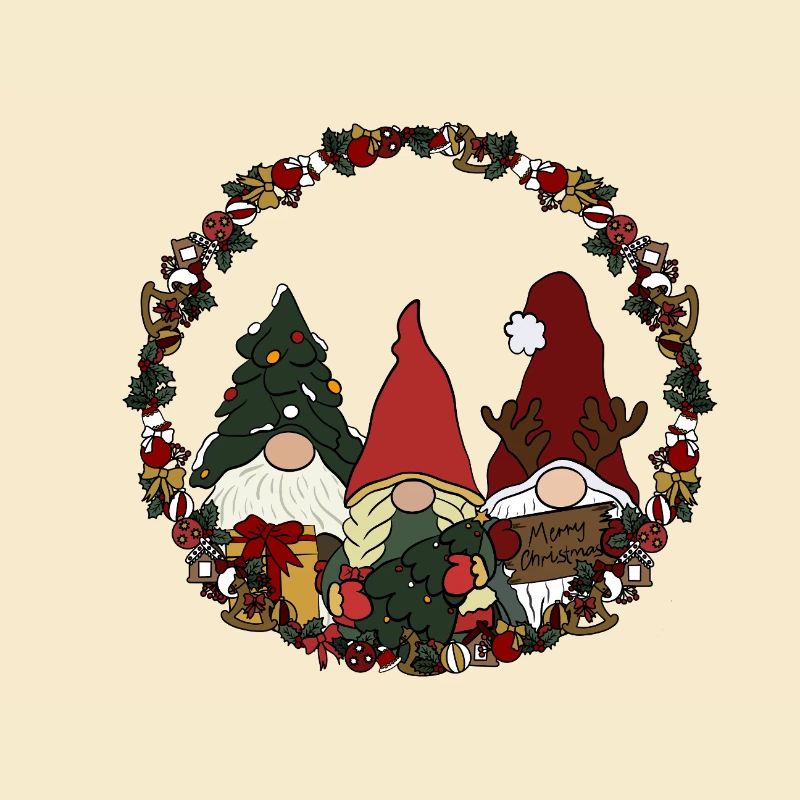 Wichtel  im Weihnachtskranz