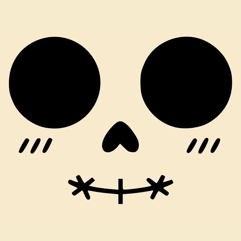 Minimalist Kawaii Skull Face