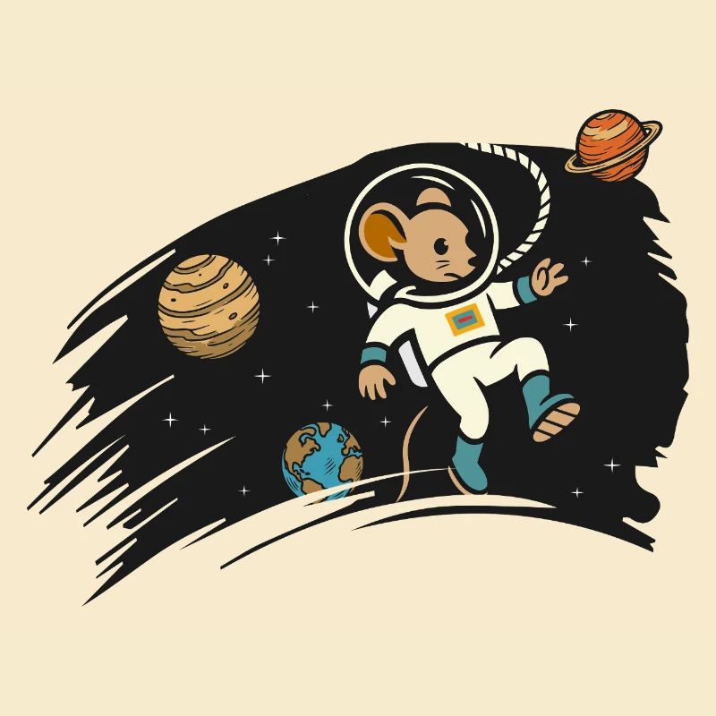 Souris astronaute dans l’espace – Illustration mignonne