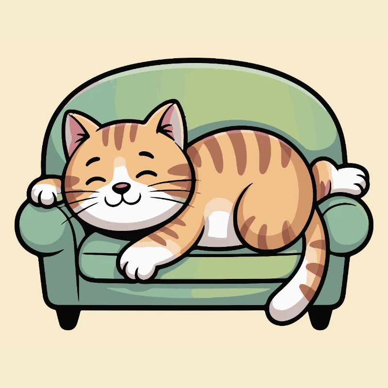 Sleeping cat on sofa