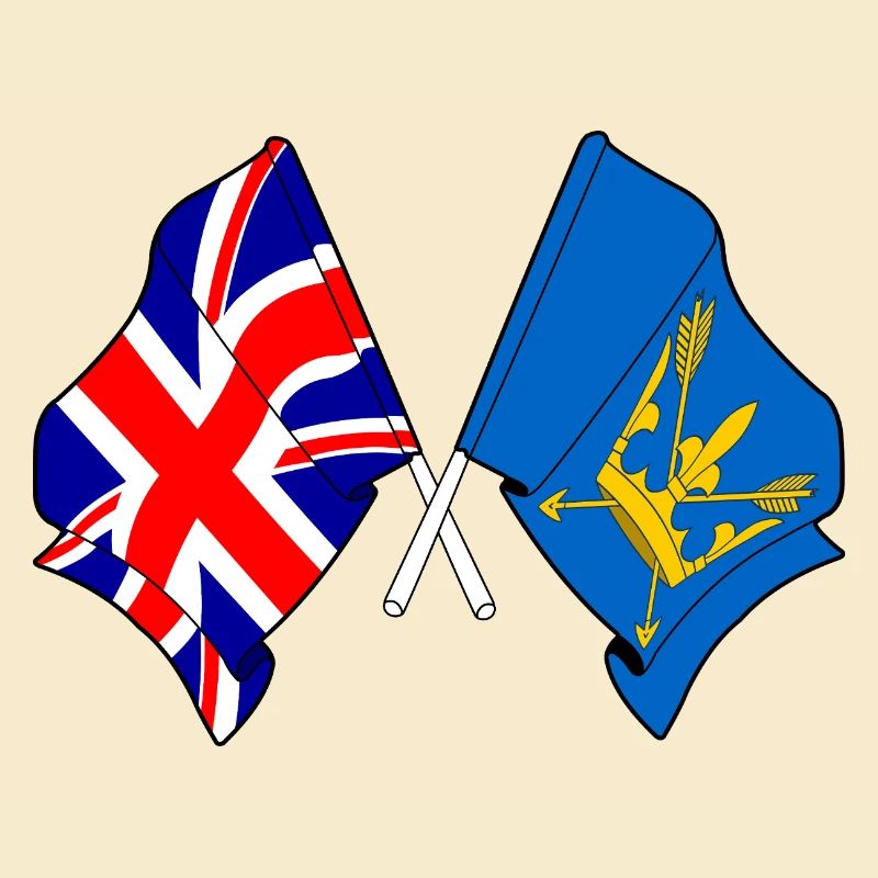 Drapeaux croisés du Suffolk et de la Grande-Bretagne