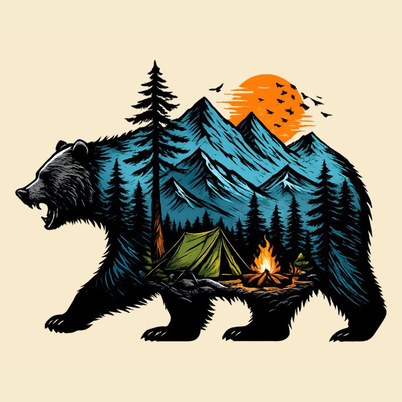 Night camping: mountain and fire