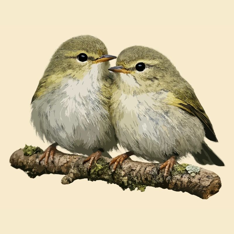 Chiffchaff auf Ast küssen