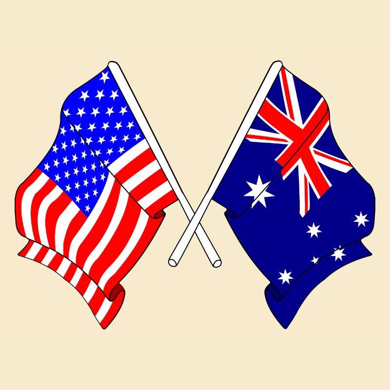 Drapeau des États-Unis et drapeau de l’Australie