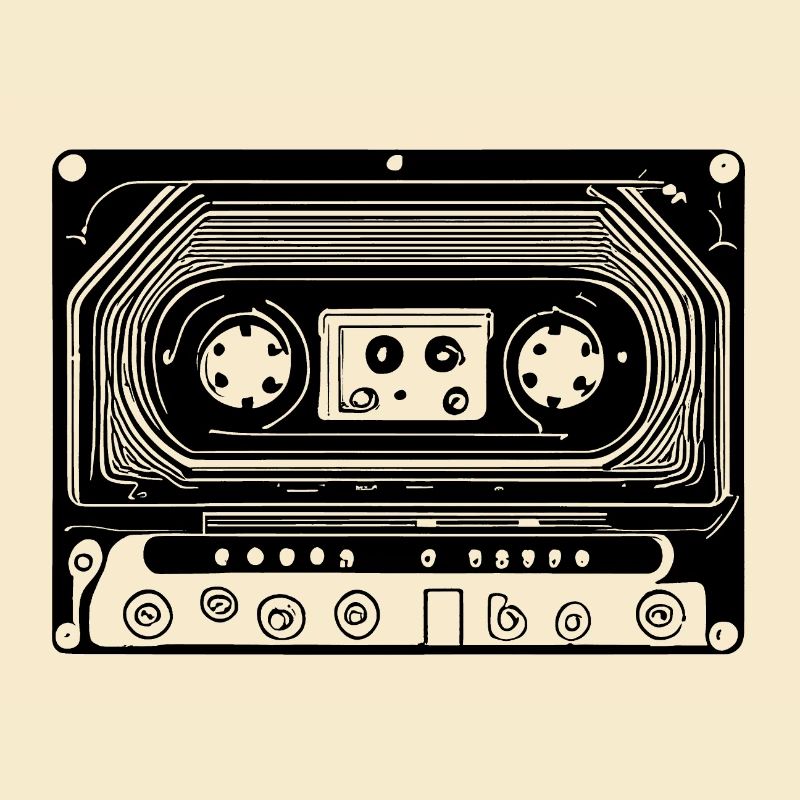 Cassette audio design rétro noir