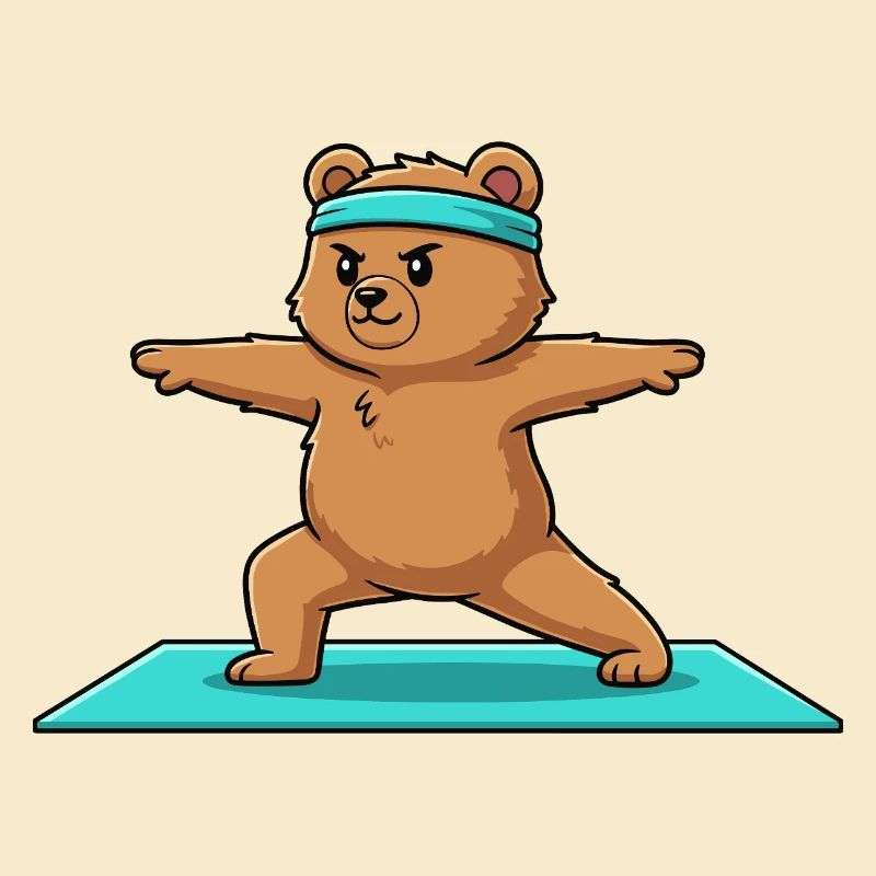 Yoga Bear Doing Warrior Pose