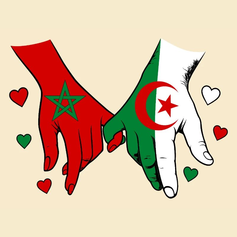Mains du Maroc et des drapeaux Algériens