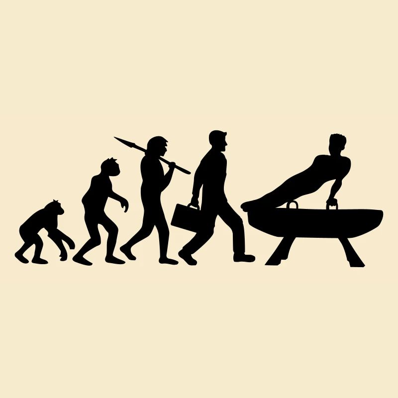 evolution gymnastik silhouette mann auf pauschenpf