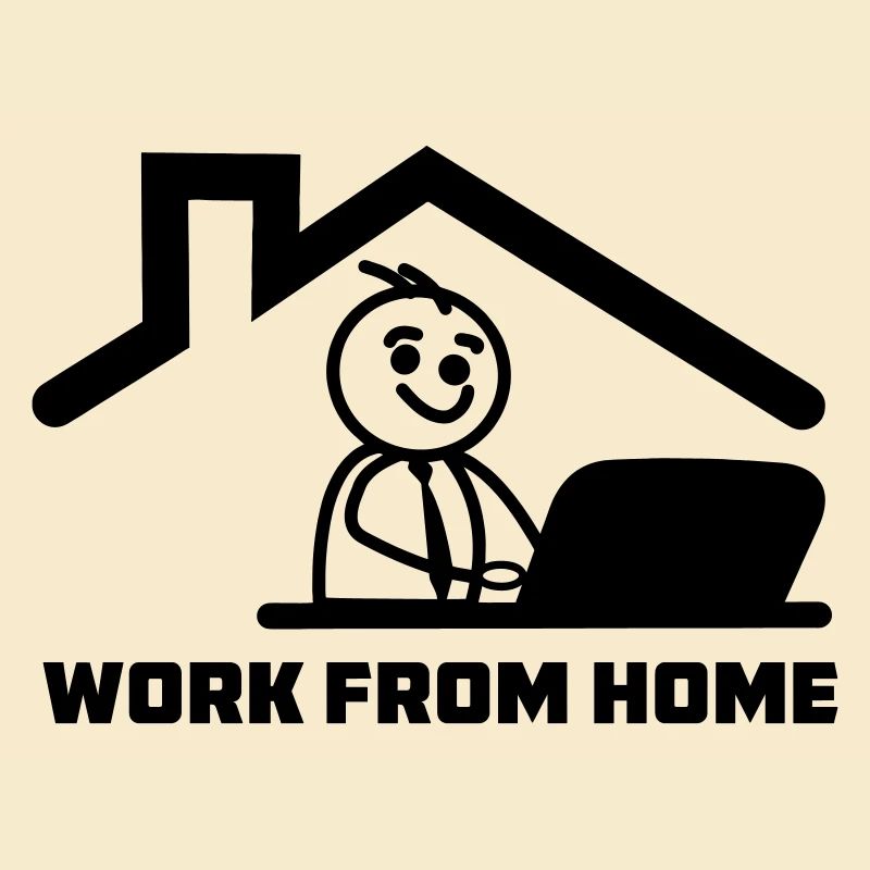 Working from home with stick figure behind laptop