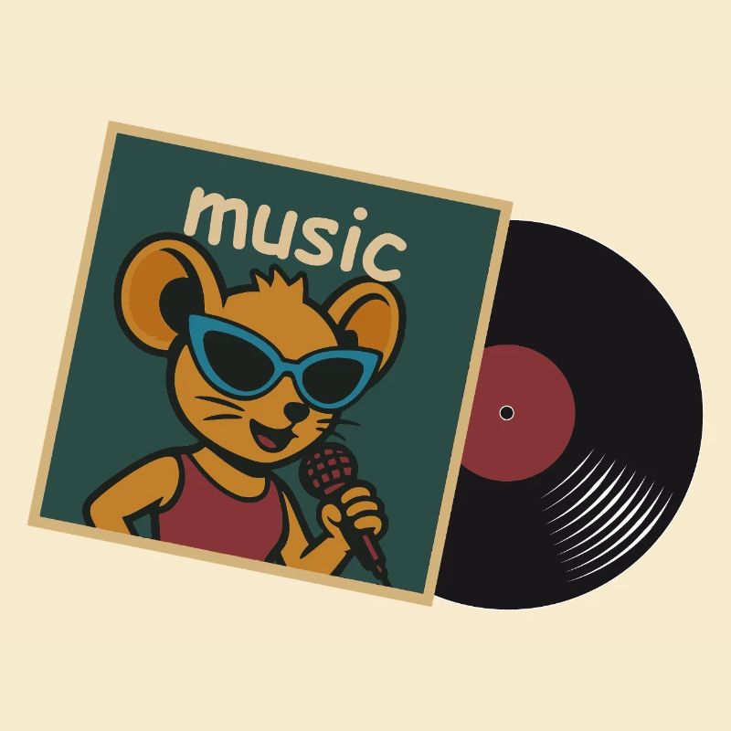 Music Mouse with Microphone and Vinyl Record